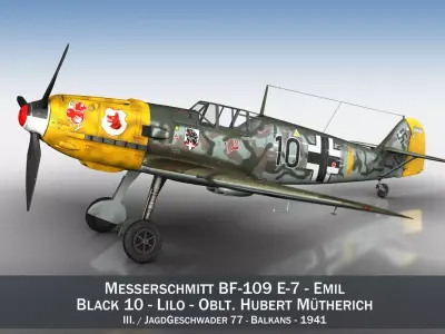 Messerschmitt - BF-109 E - Black 10 3D model