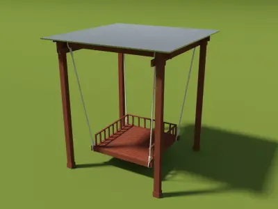 Wooden Bed Swing Free 3D model