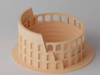 Cartoon Cute Roman Colosseum Low-poly 3D model