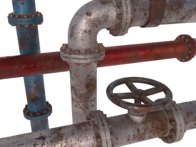 Rusty Modular Pipes Low-poly 3D model