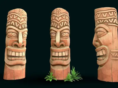 Stylized Wood Totem 2 Low-poly 3D model