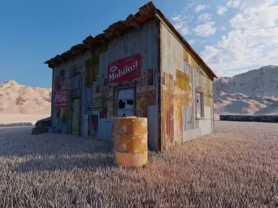 Post-Apocalyptic Gas Station 3D model