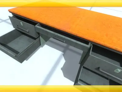 Wooden Desk Unity Free low-poly 3D model