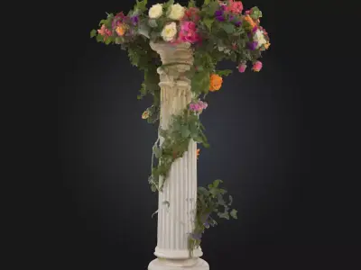 Floral Elegance Pillar  A Graceful Fusion of Nature and  3D model