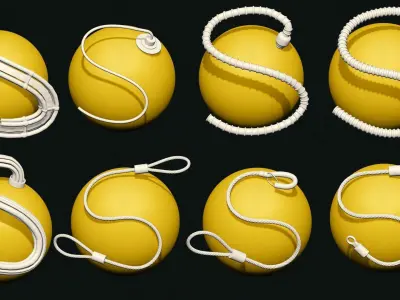 44 IMM CABLES and HOSES FOR ZBRUSH HIGH and LOW POLY VOL 02 Low-poly 3D model