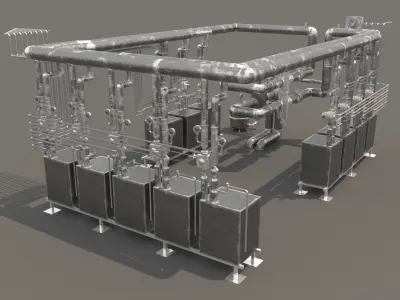 Industrial boiler room 3D model