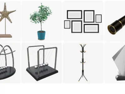 Office interior decorations 3D model