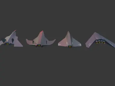 PACK OF 4 MILITARY FIGHTER PLANES Low-poly 3D model