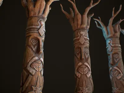 Totem wood 7 pbr 4k Low-poly 3D model
