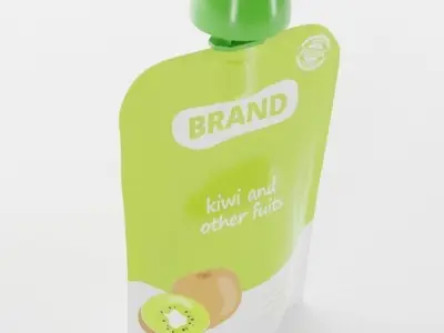 Baby food pouch ready for AR Close up shots Commercial rendering Low-poly 3D model
