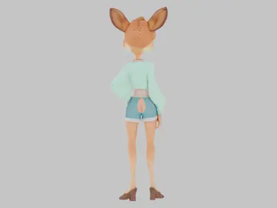 Furry Deer Fawn Bust Girl Anthro  Low-poly 3D model
