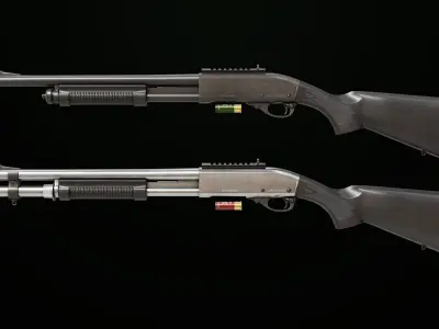 Shotgun Long 01 Black And Silver Single Mat All PBR Textures Low-poly 3D model