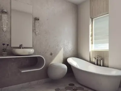 Modern Earthy Design Bath Room Free 3D model