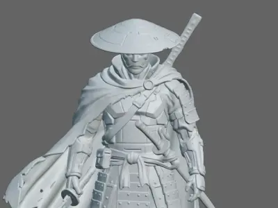 Cyberpunk Samurai Miniature Sci Fi Ronin Warrior 3D print model