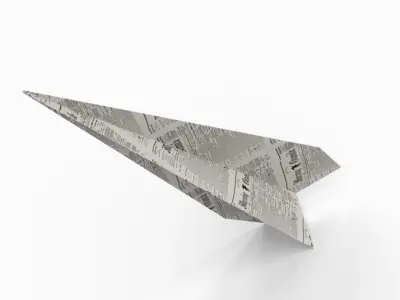 paper airplane Low-poly 3D model