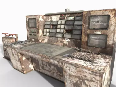Abandoned  Powerplant Control Panel Group 3D model