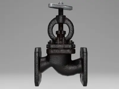 Valve cast iron gate Low-poly 3D model
