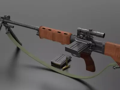 FG42 ww2 Weapon Fps - Tps Low-poly 3D model