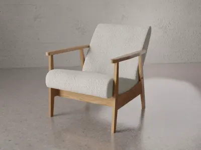 Mid-Century High-Poly Armchair USSR Boucle 3D model Free 3D model
