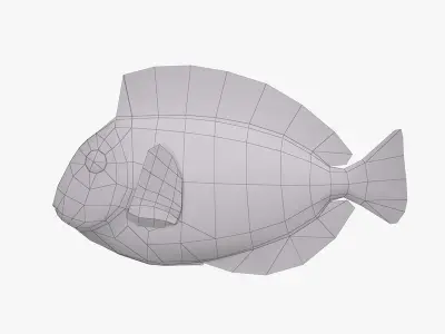 Paracanthurus Hepatus - Blue Tang - Low Poly Low-poly 3D model