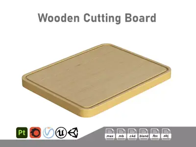 Wooden Cutting Board Low-poly 3D model purchase