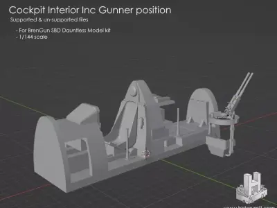 Cockpit interior for 144 scale SBD 5 Dauntless model kit 3D print model