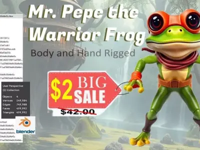 Pepe the Warrior Frog 3D model