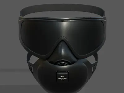 Gas mask protection futuristic technology  Low-poly 3D model purchase