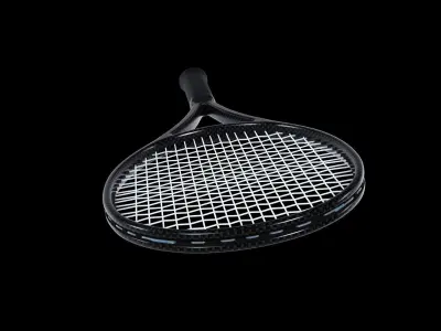 Tennis racket carbon fiber black 3D model