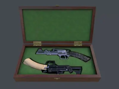 Concept Design Dueling Pair of Revolvers Argument Low-poly 3D model