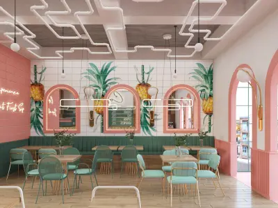 Coffee Brewing Shop Interior 3D model