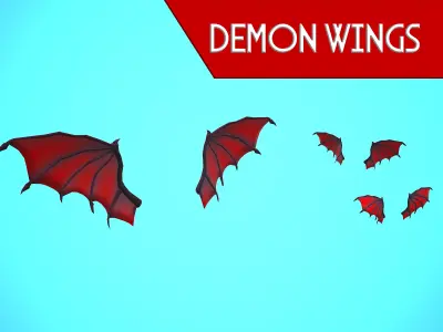 DEMON WINGS CARTOON STYLIZED REALISTIC Low-poly 3D model