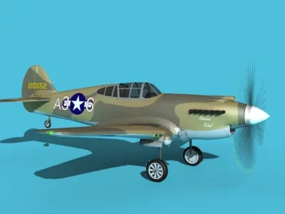 Curtiss P-40B Warhawk V09 USAAF 3D model