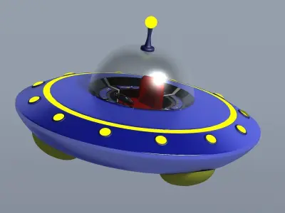 Cartoon saucers ships flying machines round UFO cockpits 3D model