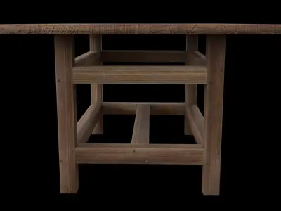 Worn wood table Free low-poly 3D model