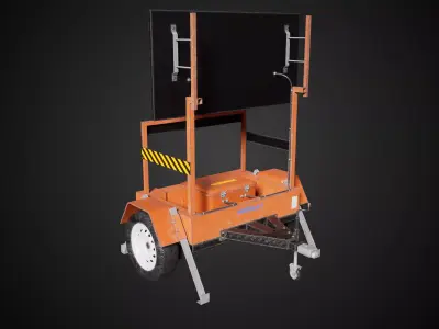 Traffic Message Sign Trailer Low-poly 3D model