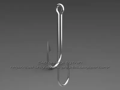 Double fishing hook Free 3D model
