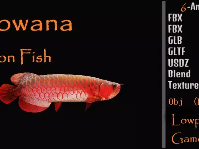 Arowana Dragon Fish Low-poly 3D model