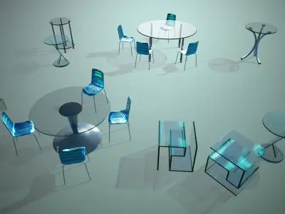 Glass furniture Free low-poly 3D model