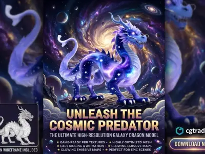 Celestial Cosmic Dragon - Mythical Galaxy Beast 3D model