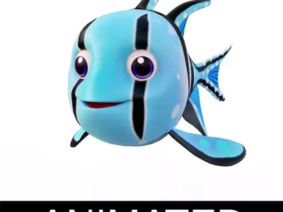 Banggai Cardinal Fish Cartoon Animated  Low-poly 3D model