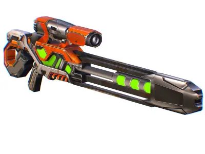 LowPoly Cartoon Sci-Fi Sniper Rifle Futurre Low-poly 3D model