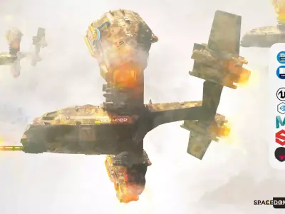 Spaceship Jet-Fighter - ready games and Video Production Low-poly 3D model