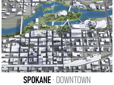 Spokane Low-poly 3D model