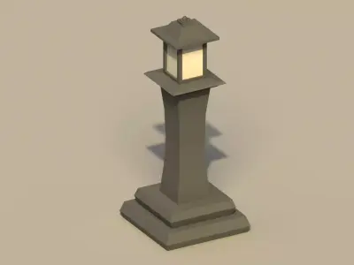 Low Poly Japanese Lamp Post Low-poly 3D model