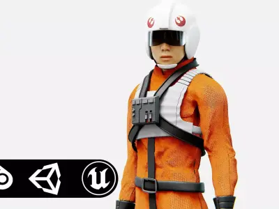 REBELLIAN PILOT Rigged for Unreal Engine - Unity - MIXAMO 3D model