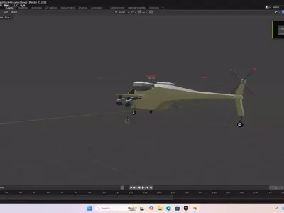 Stylized Low poly Army Helicopter Low-poly 3D model