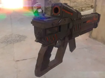 Sci-Fi Gun to AAA Games Low-poly 3D model