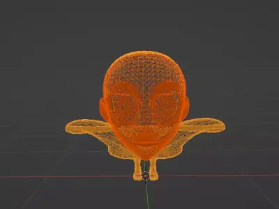 Crunsh Red Bighead - Strange Red Monster Character Low-poly 3D model