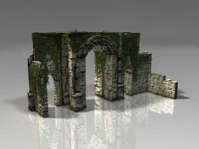 Ancient jungle ruins gate Low-poly 3D model